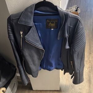 Women's Blue Leather Jacket FROM ITALY